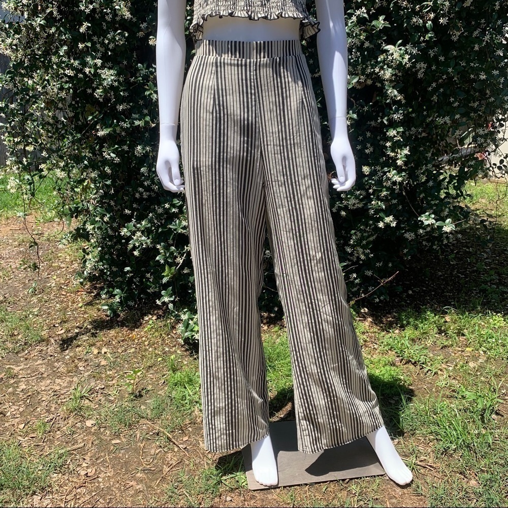 💋NWT Show Me Your Mumu BoHo Crop Top High Rise Striped Puddle Leg Pant Set - Picture 11 of 14